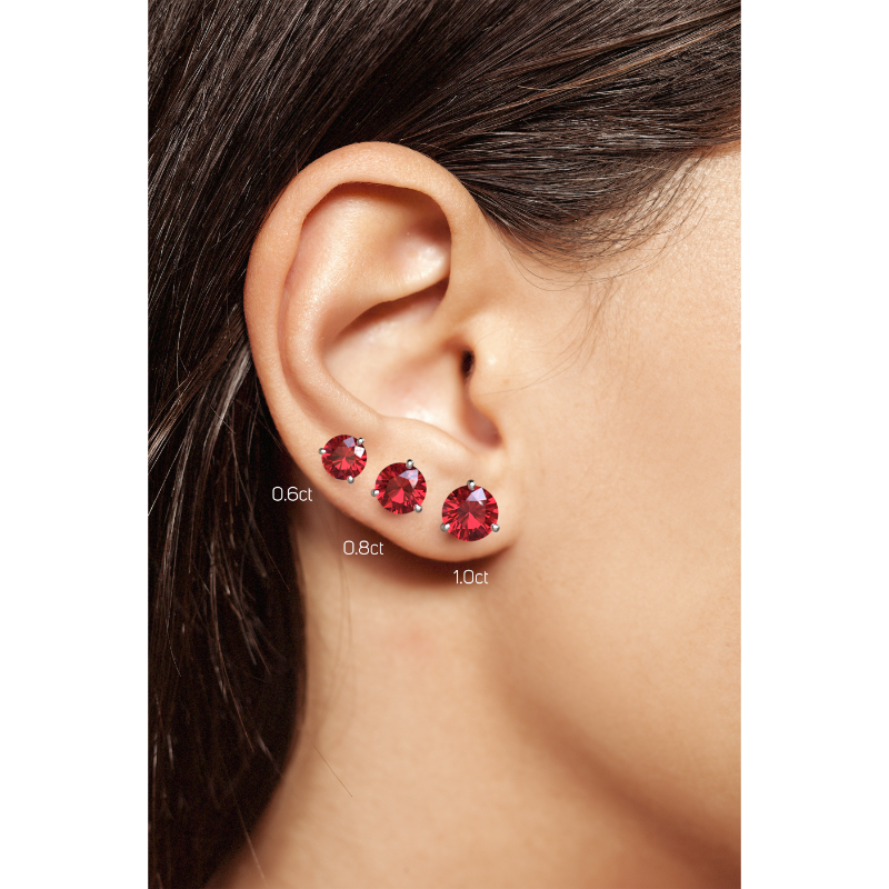 Ruby Earrings 0.80 CTW Studs  RUBOVER Plat Platinum - SCREW